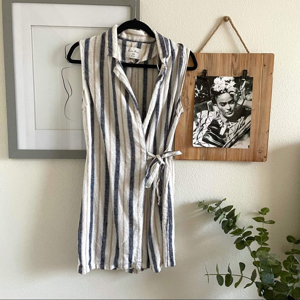 Love Tree Striped Faux Wrap Romper